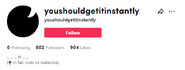 TikTok page of 'youshouldgetitinstantly'