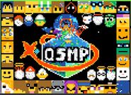 The main QSMP Cubito art featuring all 27 members and 12 eggs.