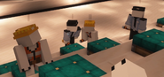 Faceless Workers watching Quackity disguised as Fred
