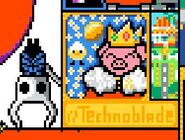 A Technoblade art with a tiny Chayanne next to him, plus a Hollow Knight art that Felps flipped upside down.
