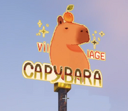The sign for Capybara Village