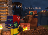 Senhora Neide and Richarlyson having a barbecue