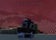 Iris B. Mole with their gas mask dancing near the Egg Wars base.