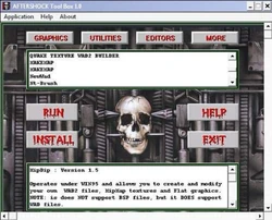 The front-end for the Aftershock Toolbox. Made for Windows 95, incompatible with 64-bit Operating Systems