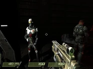 A Marine Corpsman in full armor.