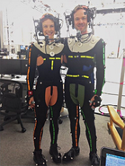 Courtney Hope and Shawn Ashmore during motion capture session for Quantum Break