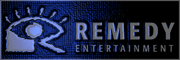 The original Remedy logo that caused  to threaten legal action due to the logo resembling the upper portion of the LucasArts logo'"`UNIQ--ref-00000000-QINU`"'