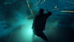 Jack deflects bullets using "Time Shield".