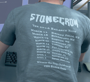 The back of Paul's Stonecrow t-shirt featuring their tour dates