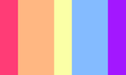 5 vertical stripe flag, crimson, a double wide clemintine orange, yellow, a double wide baby blue, and a bright purple