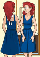 Claire in mirror.png (63 KB) Claire looks at the dress she bought for Henry Reed's wedding in Number 2389: Neckties Optional