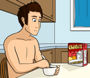 Steve eating cereal in Number 2407: You Needed To Know