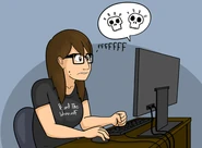 Fanart from Jeph Jacque's Tumblr, of Marigold at a desktop