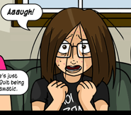 Marigold freaks out in Number 1417: Secret Weapons as Hannelore cleans her room.