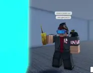 A developer using the Orbital Airstrike item.