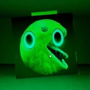 he stares into your soul. / Pac-Man A-183 seen in-game with Gummy Flashlight glow.