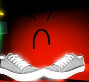 Close up of stomping Sneakers Bob.