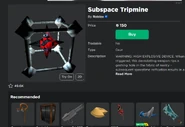 The Subspace Tripmine seen on the Roblox catalog.