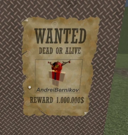 A wanted poster of a well known builder for R2DA.