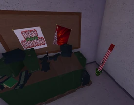 Christmas posters and a Christmas Tree Launcher.