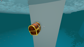A secret Regular Chest underwater, with a message beside it.
