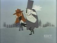 Snidely stealing Dudley's uniform.
