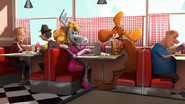 Bullwinkle the Moose is on a romantic love date with the lady moose robot