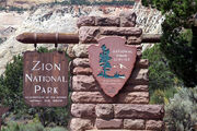 Zion National Park east entrance sign-20070724