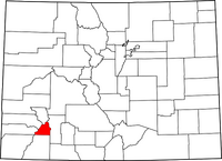 Map of Colorado highlighting San Juan County