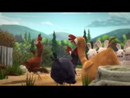 The Brown Chicken Tells The Black And Gold Chicken To Runaway From Lobby,Hobby,Mobby,Cobby