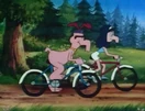 Cedric and Sophia riding bikes together