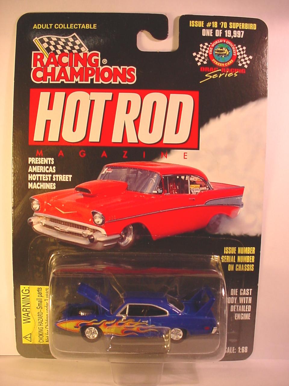 *1970 Plymouth Superbird Car & Stand 1:68 Hot Rods Issue #8 Racing Champions 