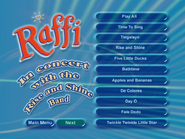 Menu for Raffi in Concert with the Rise and Shine Band