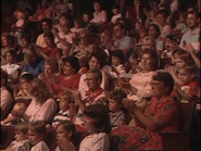 The same shot of the audience also mirrored, but with different panning