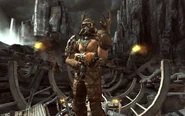 A promo image of a Jackal clansman in the clan's territory