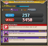 FLB Beast Hammer Nebthet with +99 bonus stats
