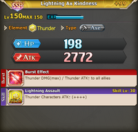 FLB Lightning Ax Kindness with +99 bonus stats