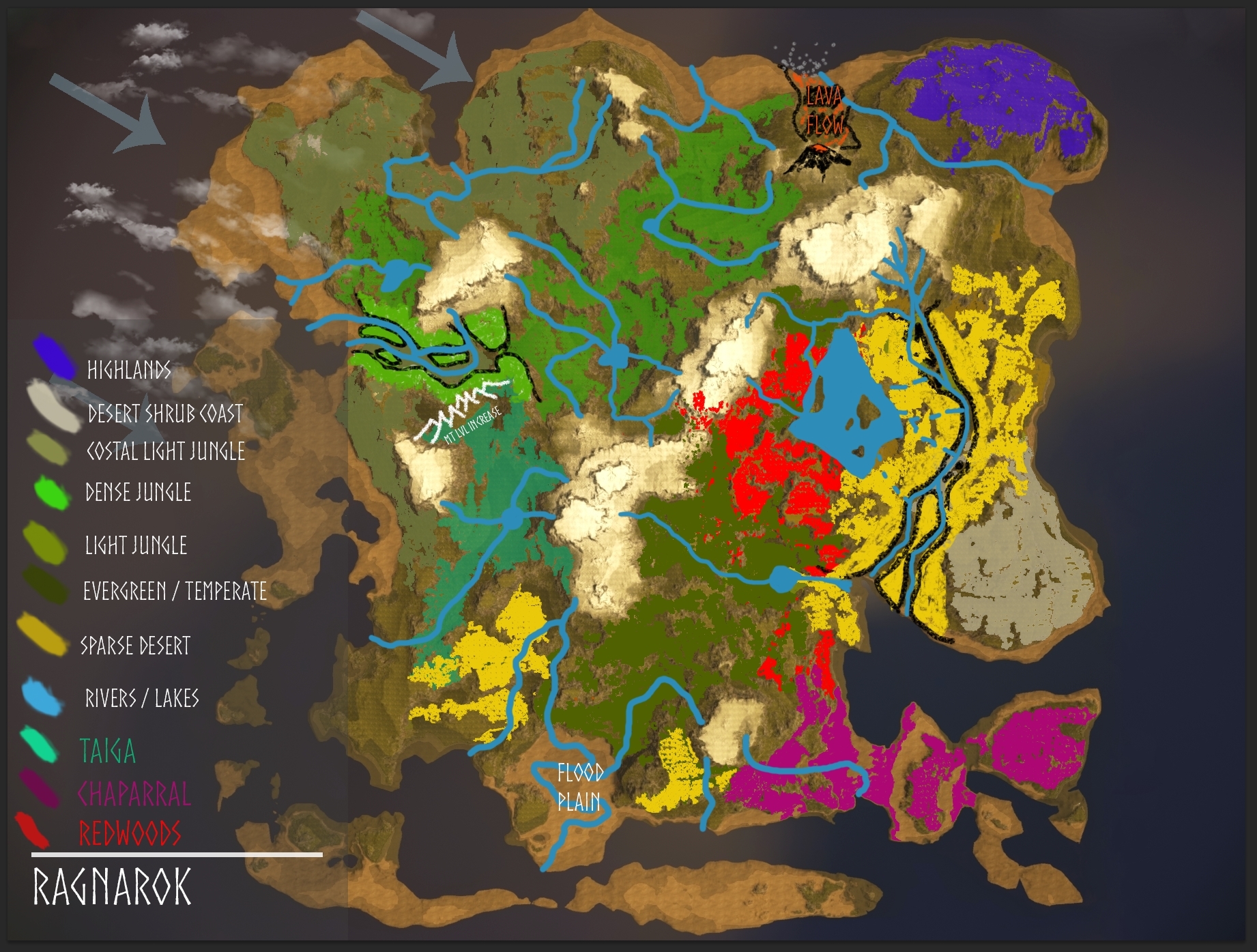 Ark Ragnarok Biome Map.