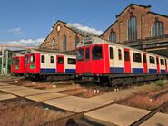 District Line D78 Stock trains at Ealing Common depot