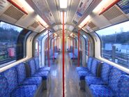 Refreshed interior of a 1992 train.