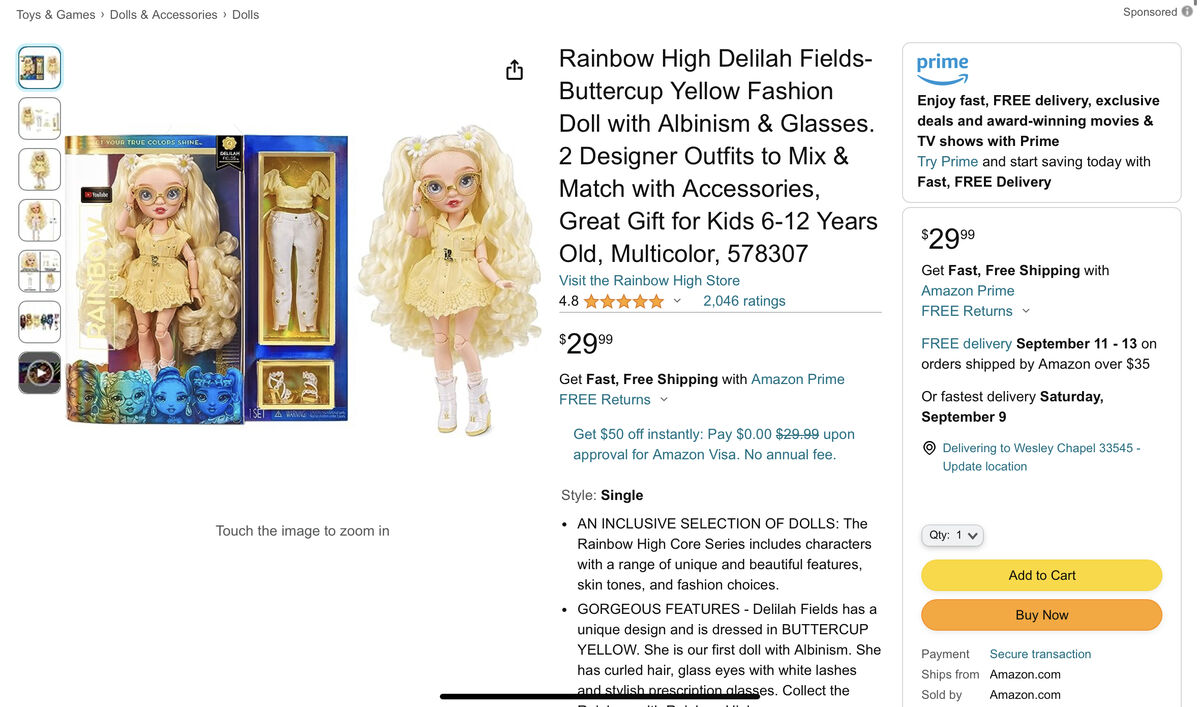 RAINBOW HIGH FASHION DOLL DELILAH FIELDS