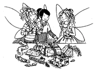 "Let me introduce you," she said, leading them over to the long table. "This is Natalie the Christmas Stocking Fairy."