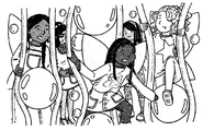 Rachel, Kirsty, Gracie, Khadijah and Kimi escape from the troll prison.