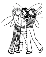 Holly hugs Rachel and Kirsty