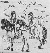 With their ponies, Sparkle and Tansy.