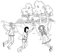 Elodie, Rachel, and Kirsty spot a goblin