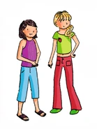 Rachel and Kirsty in the French Edition of Heather the Violet Fairy.