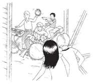 Mr Tate, John and Dave doing band practice