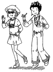 Rachel and Kirsty dressed as reporters