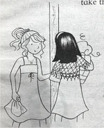 Rachel and Kirsty dressed for the wedding.